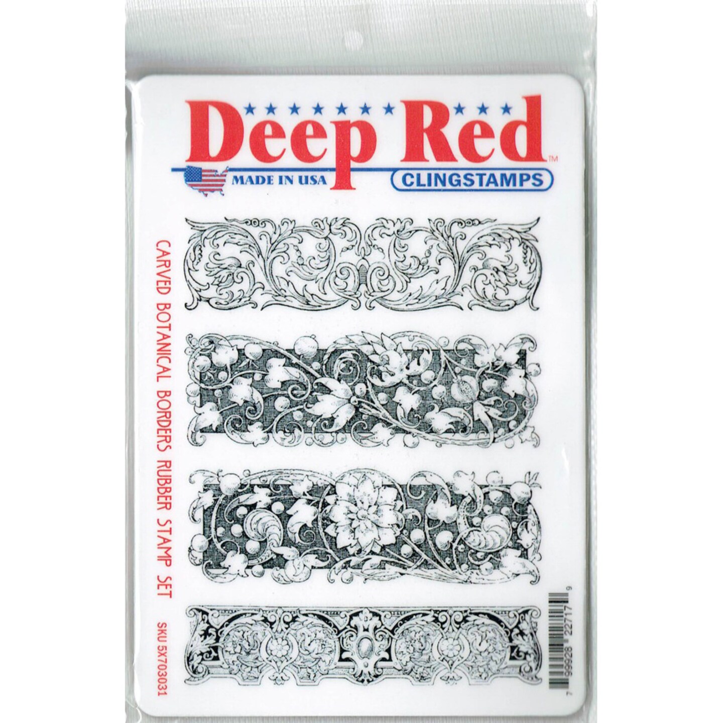 Deep Red Stamps Carved Botanical Borders Rubber Cling Stamp Set 4.25 x 5.5 inches