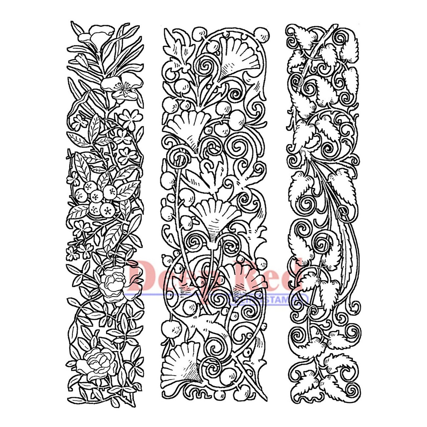 Deep Red Stamps Ornamental Vines Rubber Cling Stamp Set 4 x 6 inches