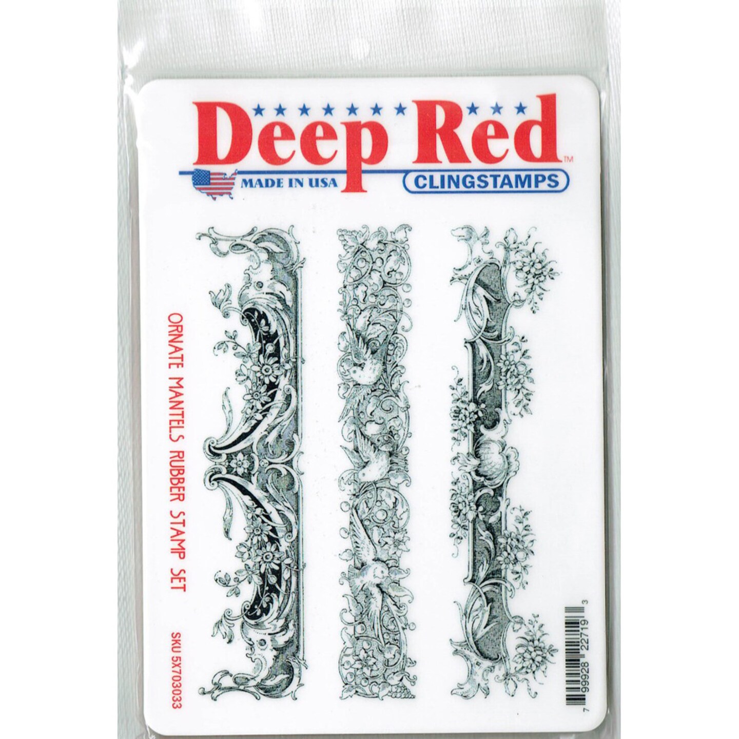 Deep Red Stamps Ornate Mantels Rubber Cling Stamp Set 4 x 6 inches