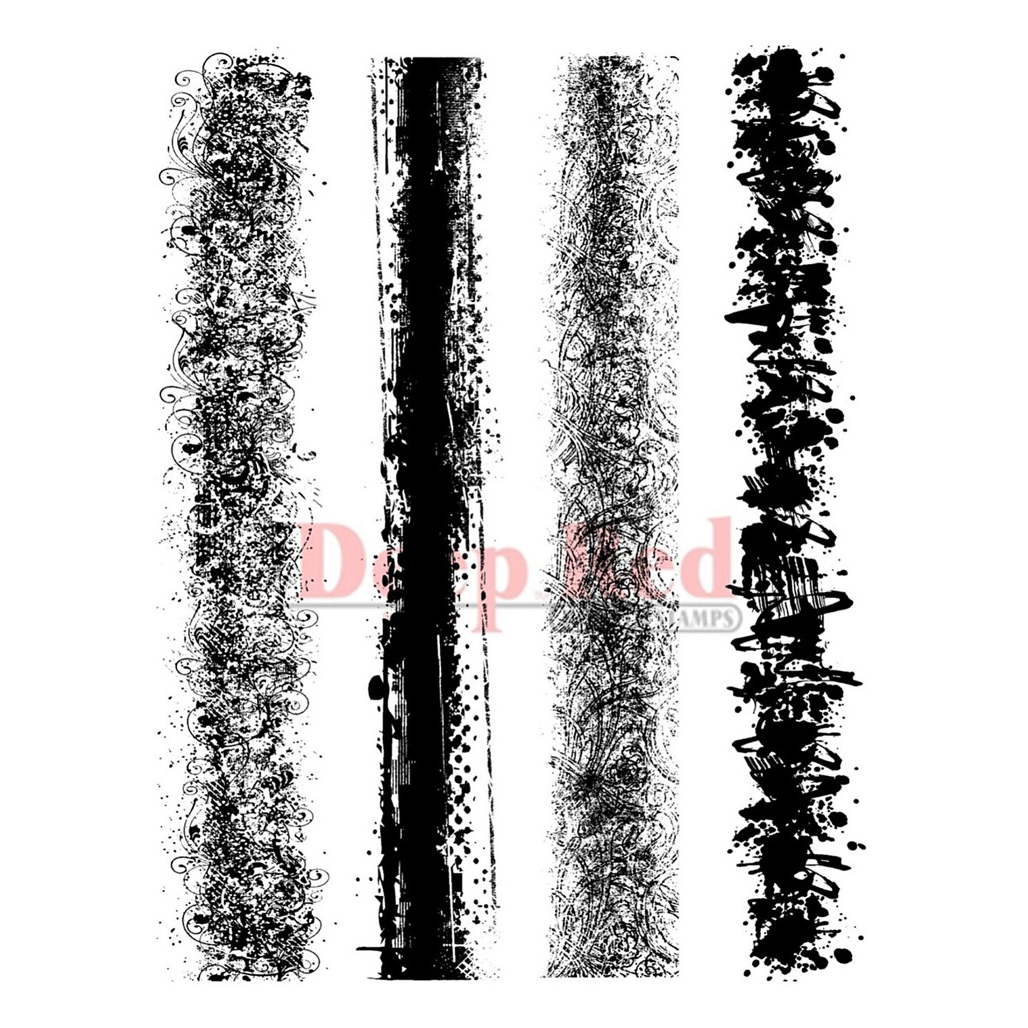 Deep Red Stamps Grunge Borders Rubber Cling Stamp Set 4 x 6 inches