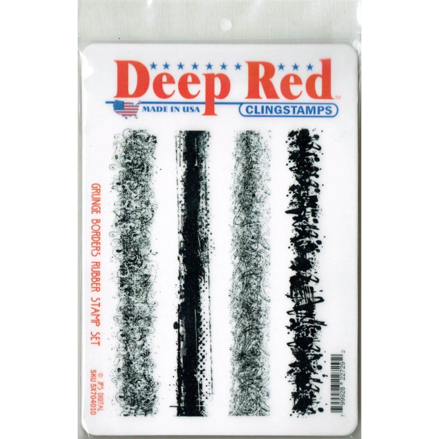 Deep Red Stamps Grunge Borders Rubber Cling Stamp Set 4 x 6 inches