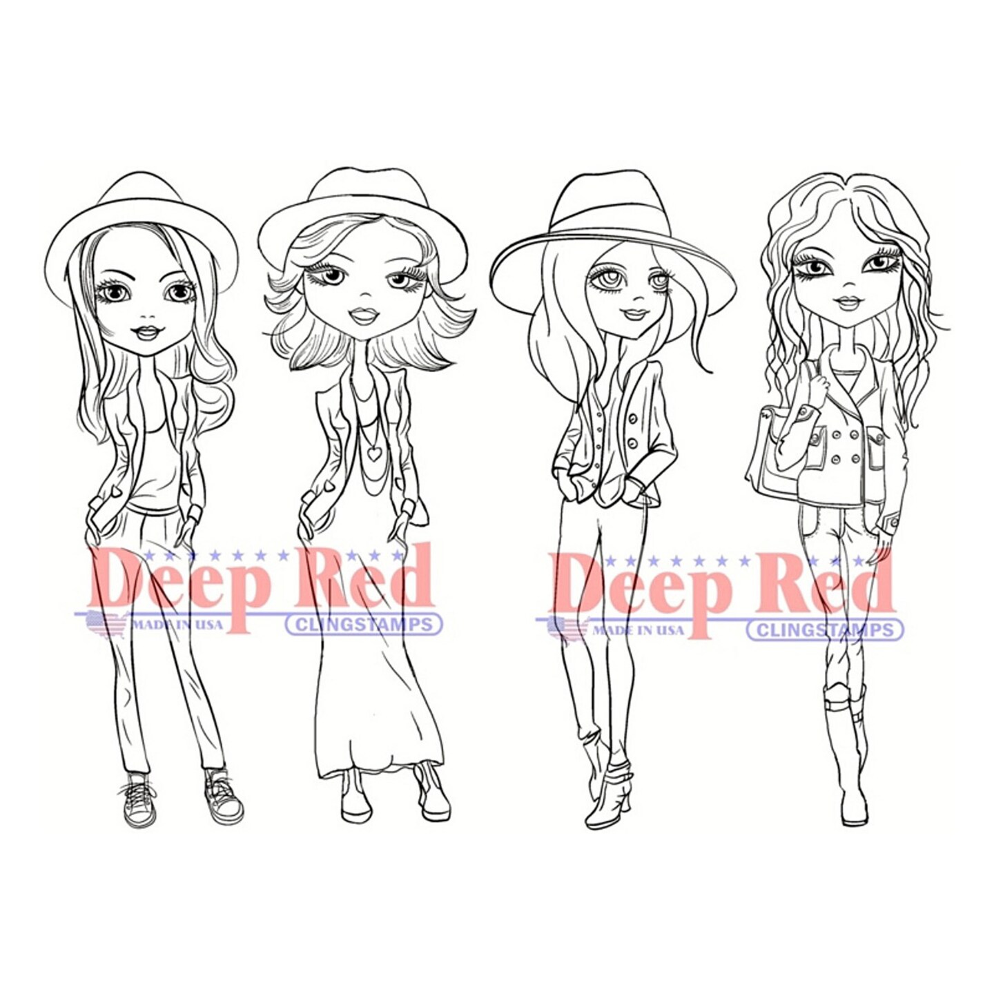 Deep Red Stamps City Girls Casual Friday Rubber Cling Stamp 4 x 6 inches