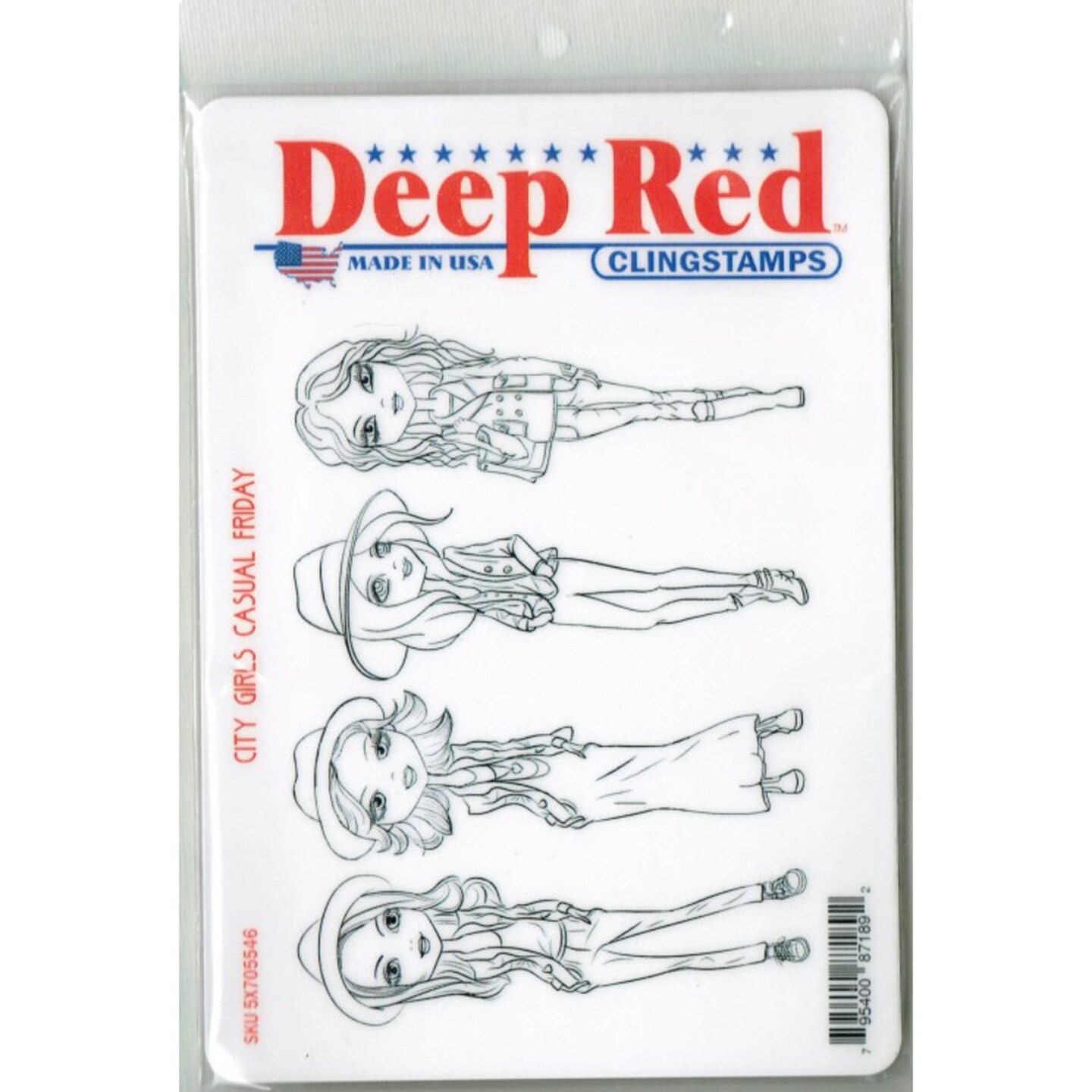 Deep Red Stamps City Girls Casual Friday Rubber Cling Stamp 4 x 6 inches
