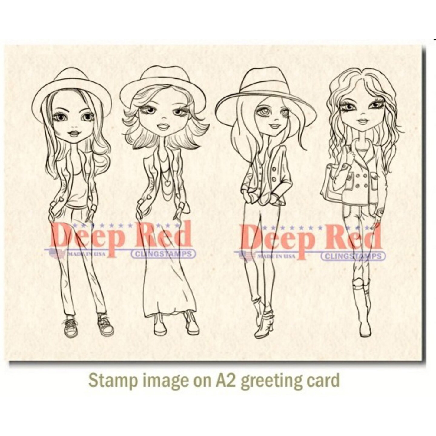 Deep Red Stamps City Girls Casual Friday Rubber Cling Stamp 4 x 6 inches
