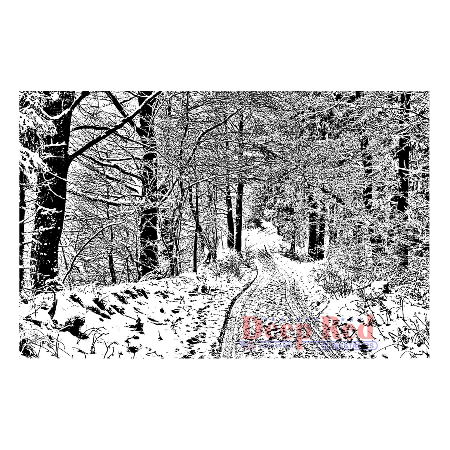 Deep Red Stamps Snowy Path Rubber Cling Stamp 5.7 x 3.7 inches