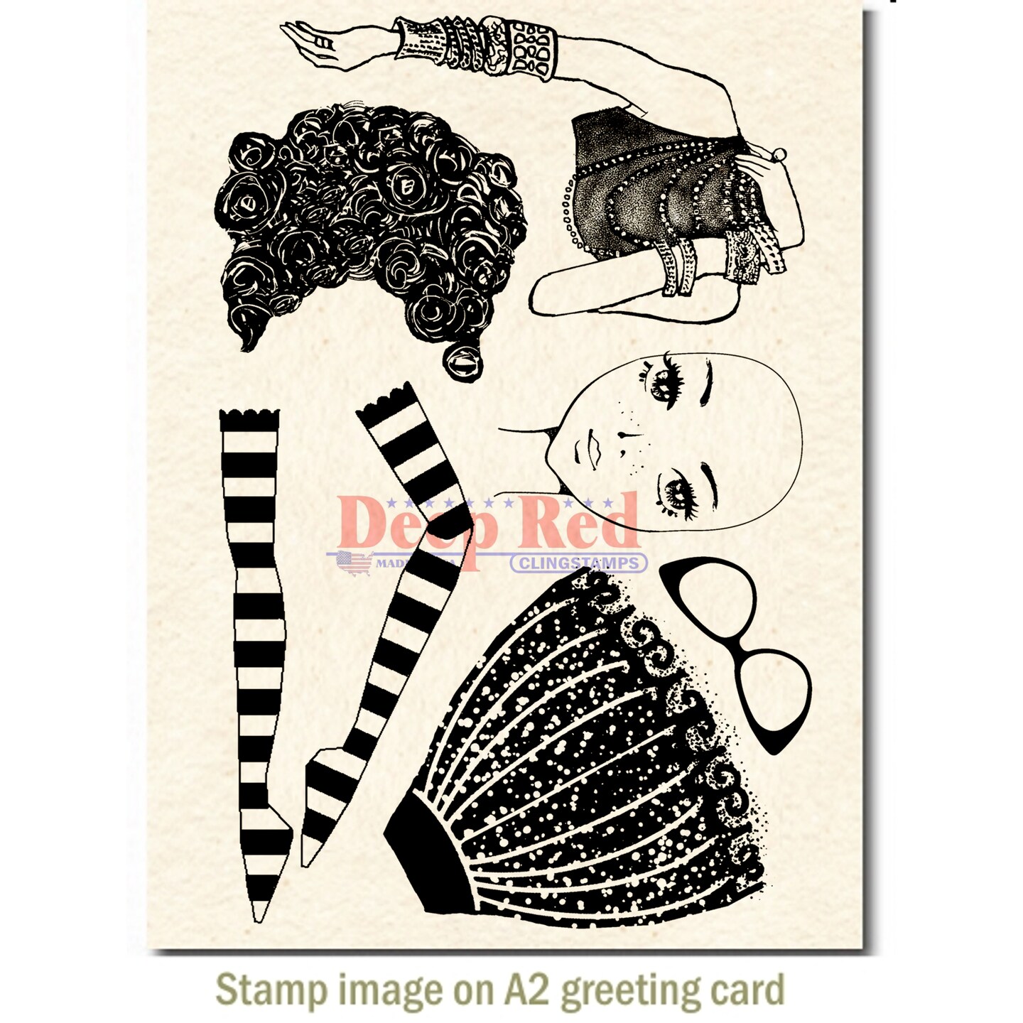 Deep Red Stamps Paper Doll Rubber Cling Stamp 4 x 6 inches