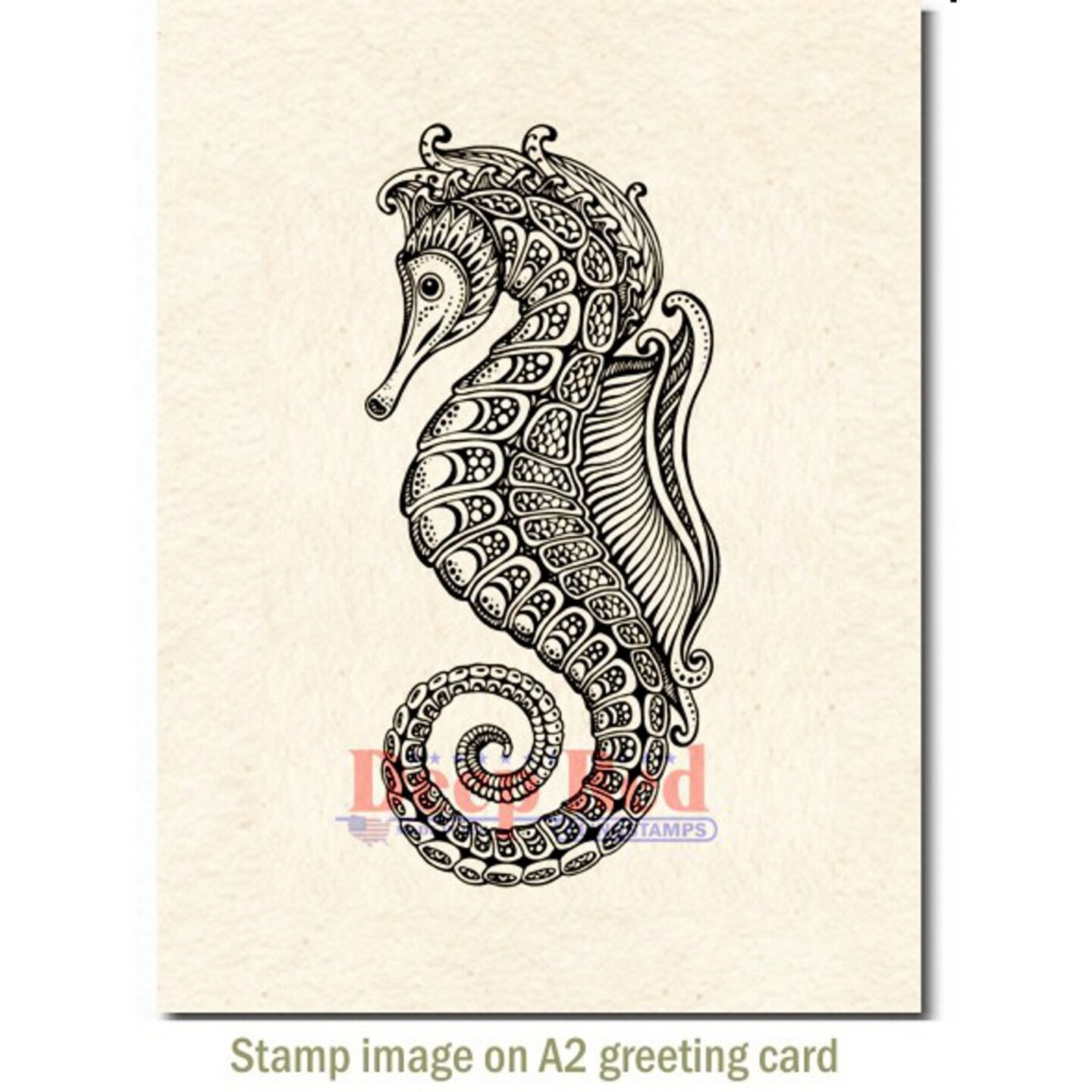 Deep Red Stamps Ornate Seahorse Rubber Cling Stamp 2 x 4.1 inches