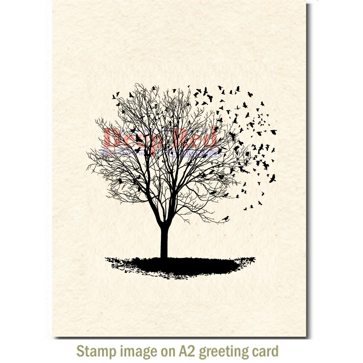 Deep Red Stamps Blackbird Tree Rubber Cling Stamp 3.2 x 3.2 inches
