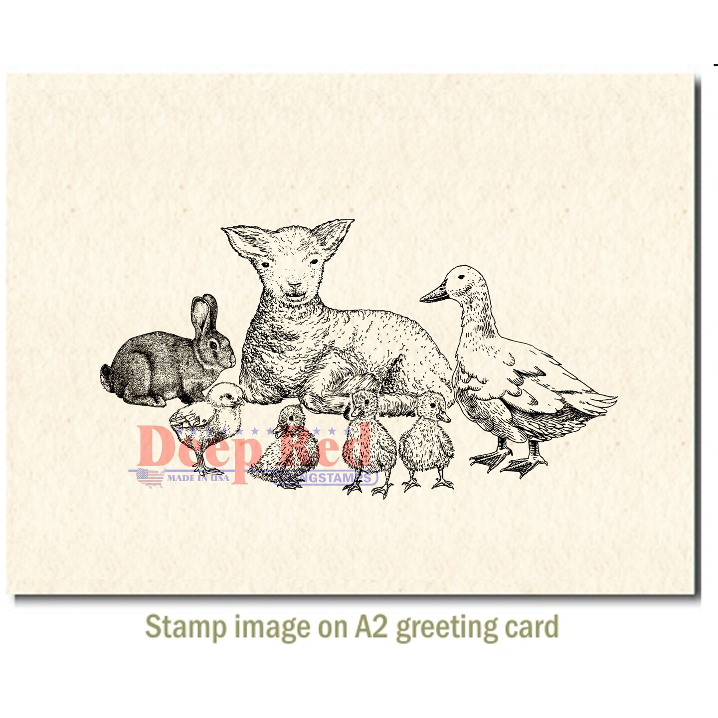 Deep Red Stamps Baby Farm Animals Rubber Cling Stamp 4.1 x 2.2 inches