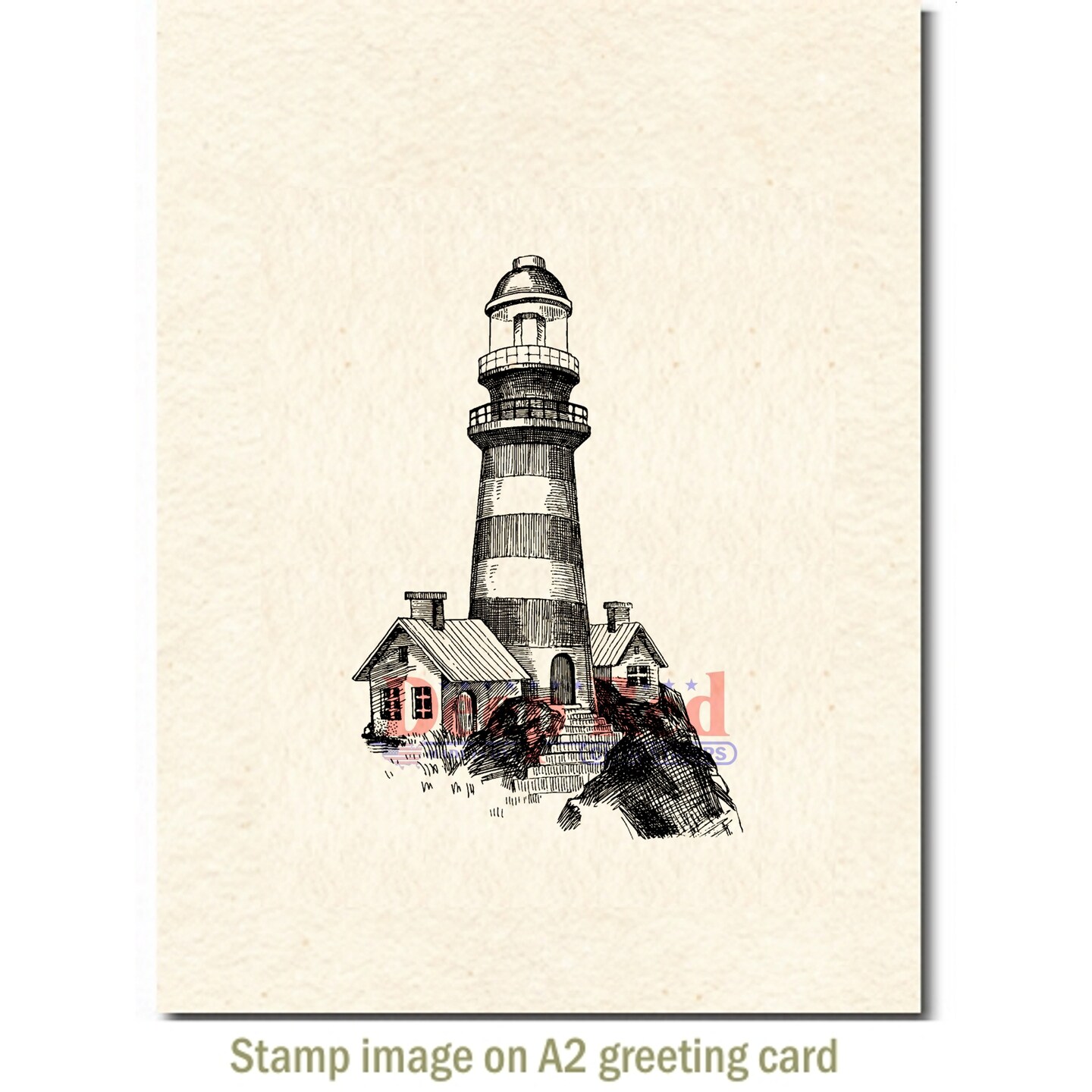Deep Red Stamps Lighthouse Cottage Rubber Cling Stamp 2.2 x 3.2 inches