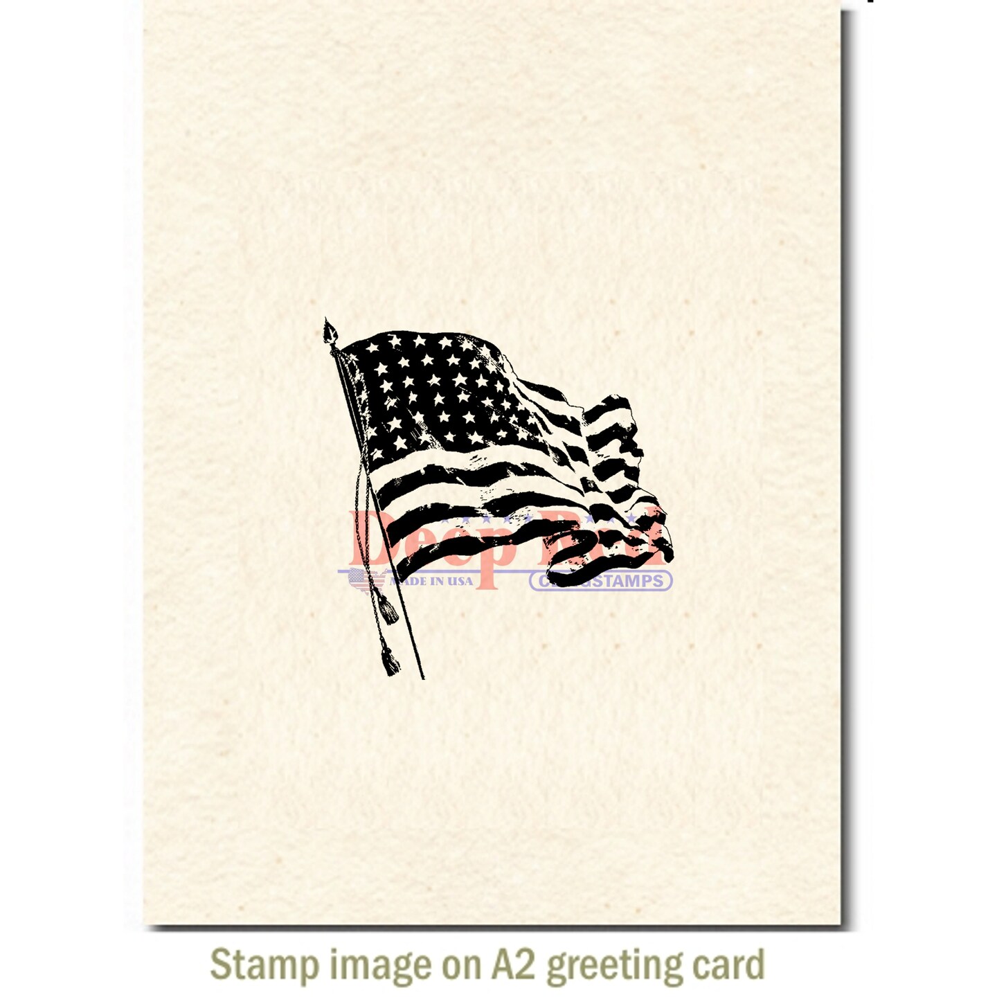 Deep Red Stamps American Flag Rubber Cling Stamp 2.1 x 2.2 inches