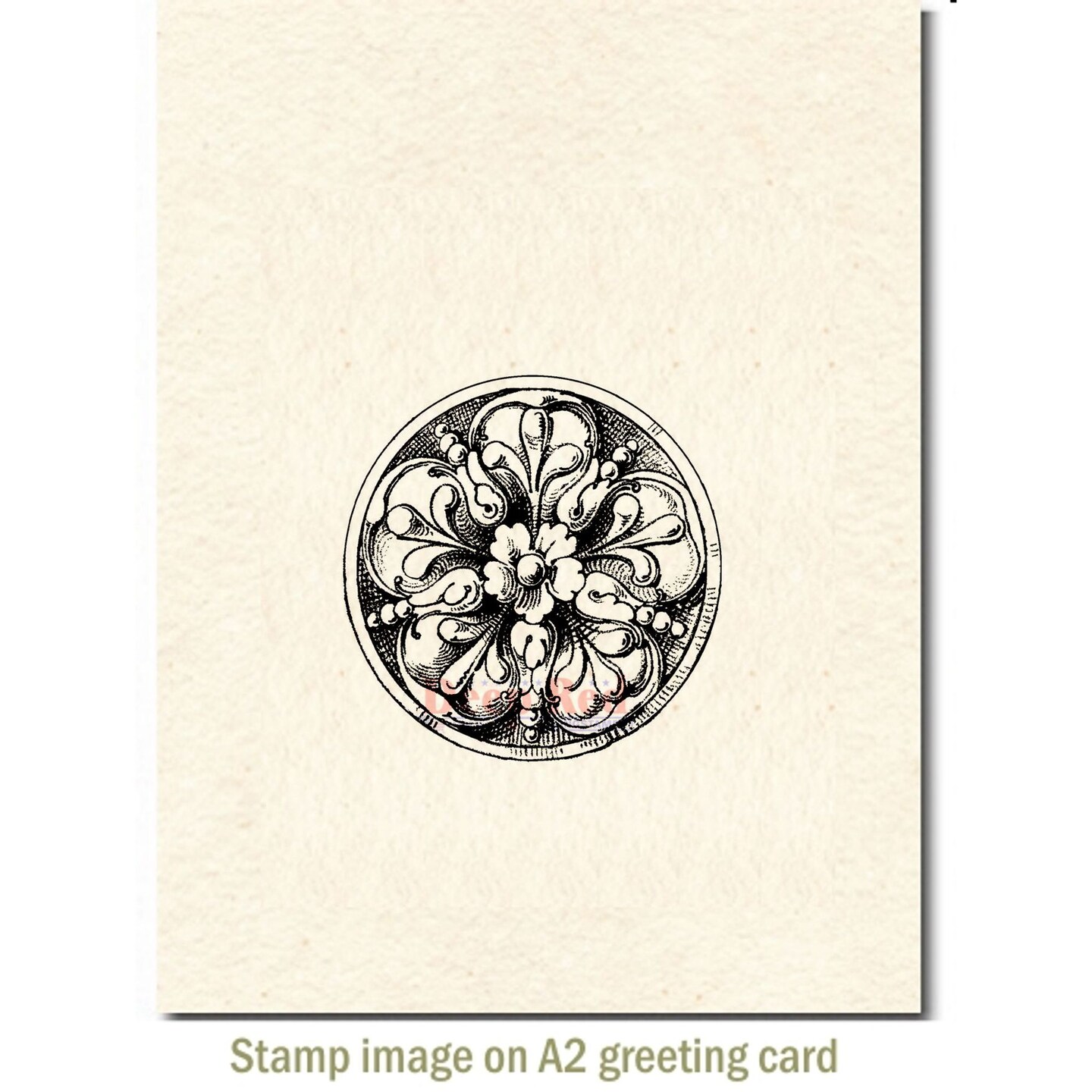 Deep Red Stamps Carved Stone Medallion Rubber Cling Stamp 2.1 x 2 inches