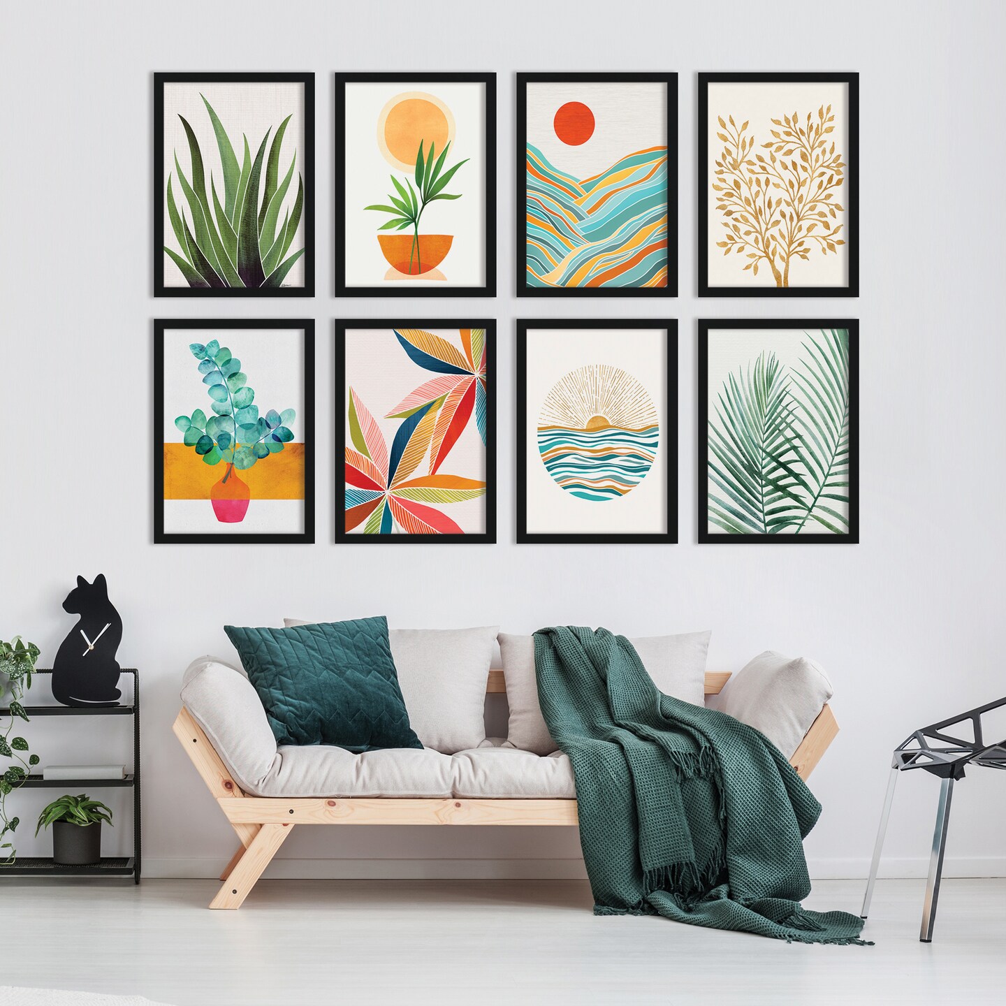 Modern Tropical Greenery by Modern Tropical - 8 Piece Framed Art Set ...