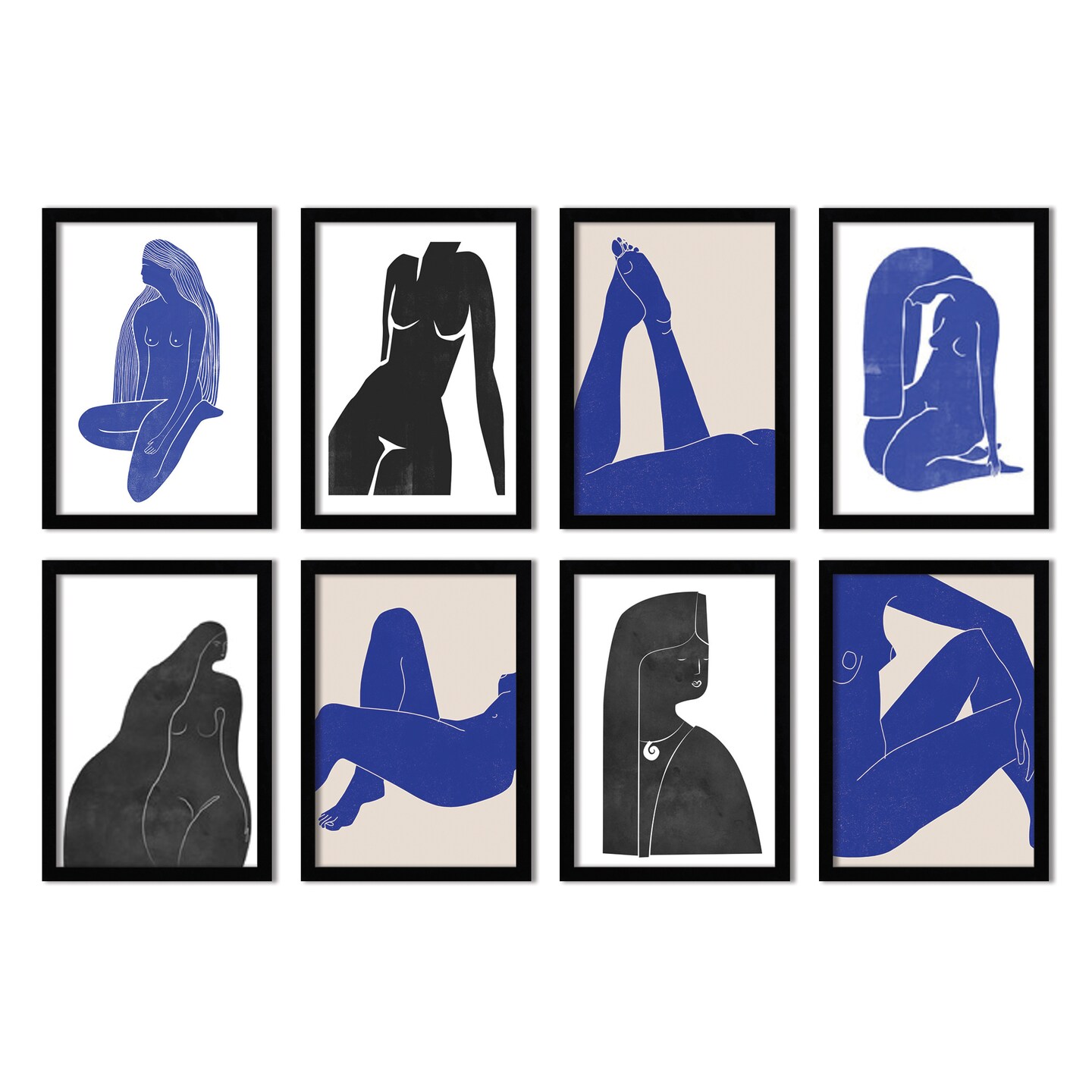 Blue Nudes by Roseanne Kenny - 8 Piece Framed Art Set