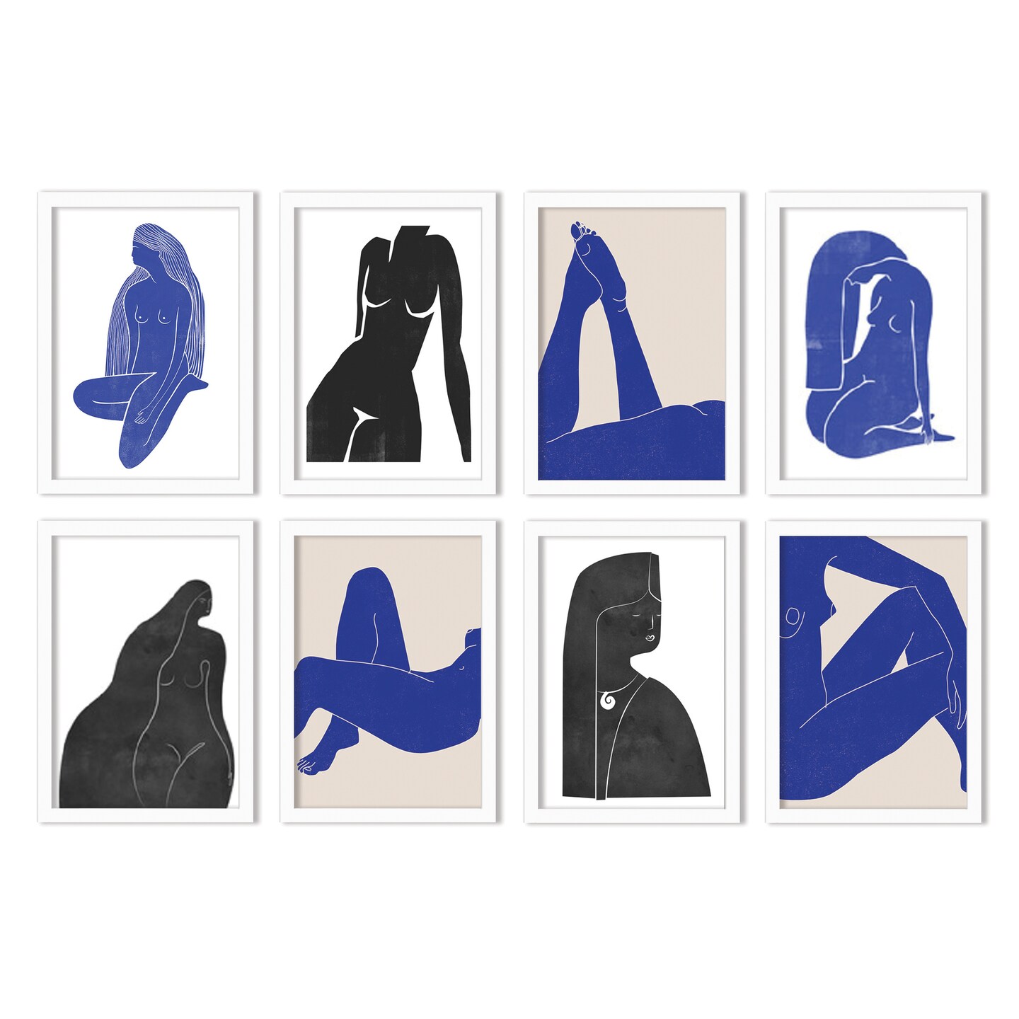 Blue Nudes by Roseanne Kenny - 8 Piece Framed Art Set