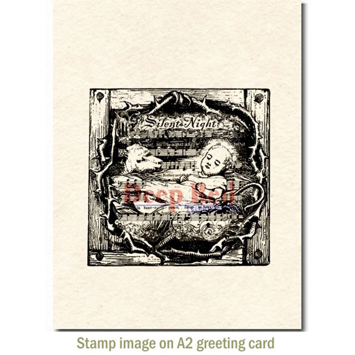 Deep Red Stamps Silent Night Rubber Cling Stamp 3 x 3 inches