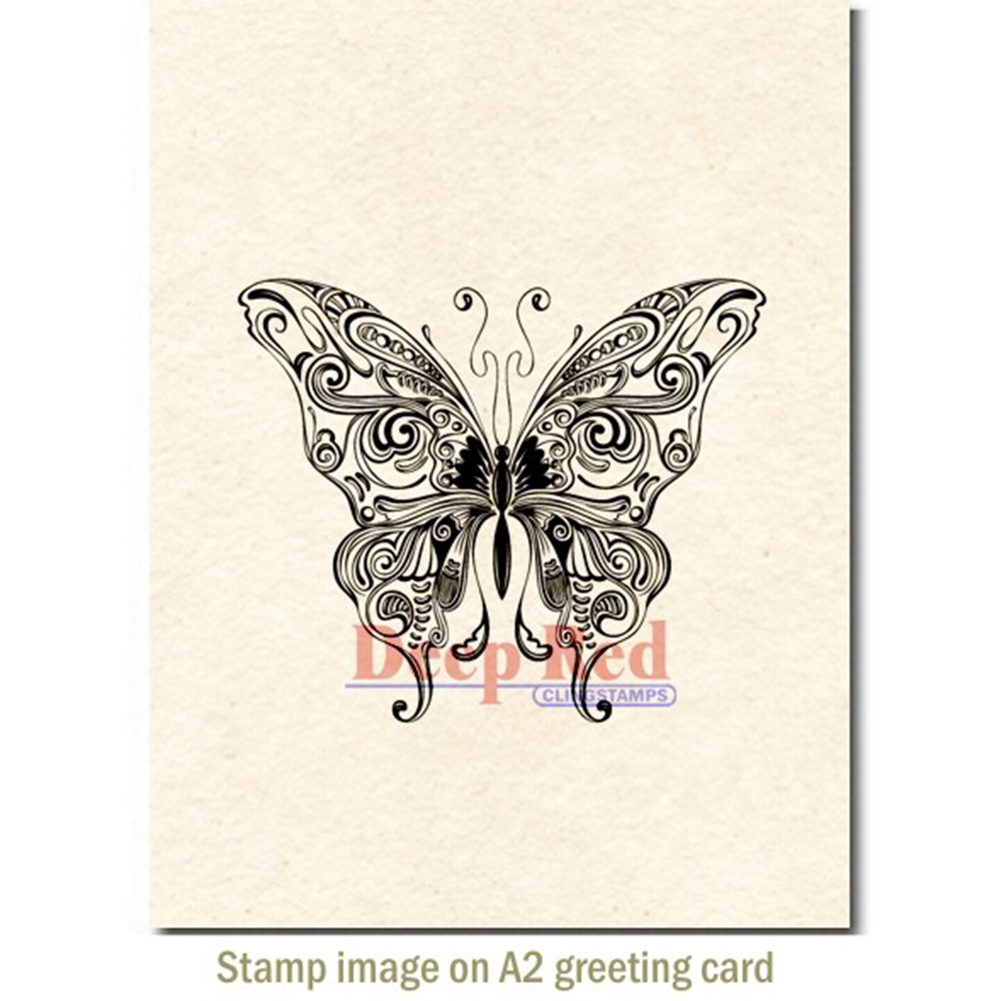 Deep Red Stamps Butterfly Swirl Rubber Cling Stamp 3.2 x 2.75 inches