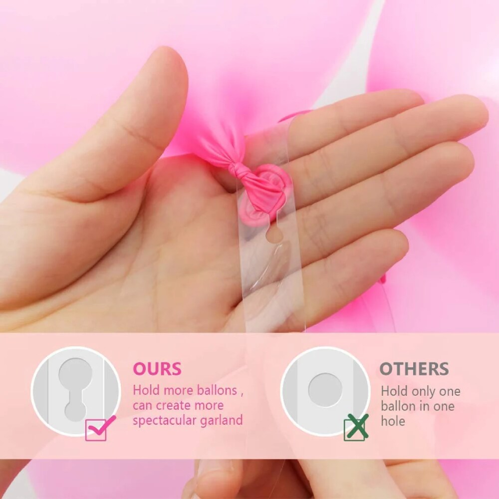 Balloon Chain Decorating Tape Strip for Ballons Garland Arch Kit Birthday Party Decoration, Double-holes