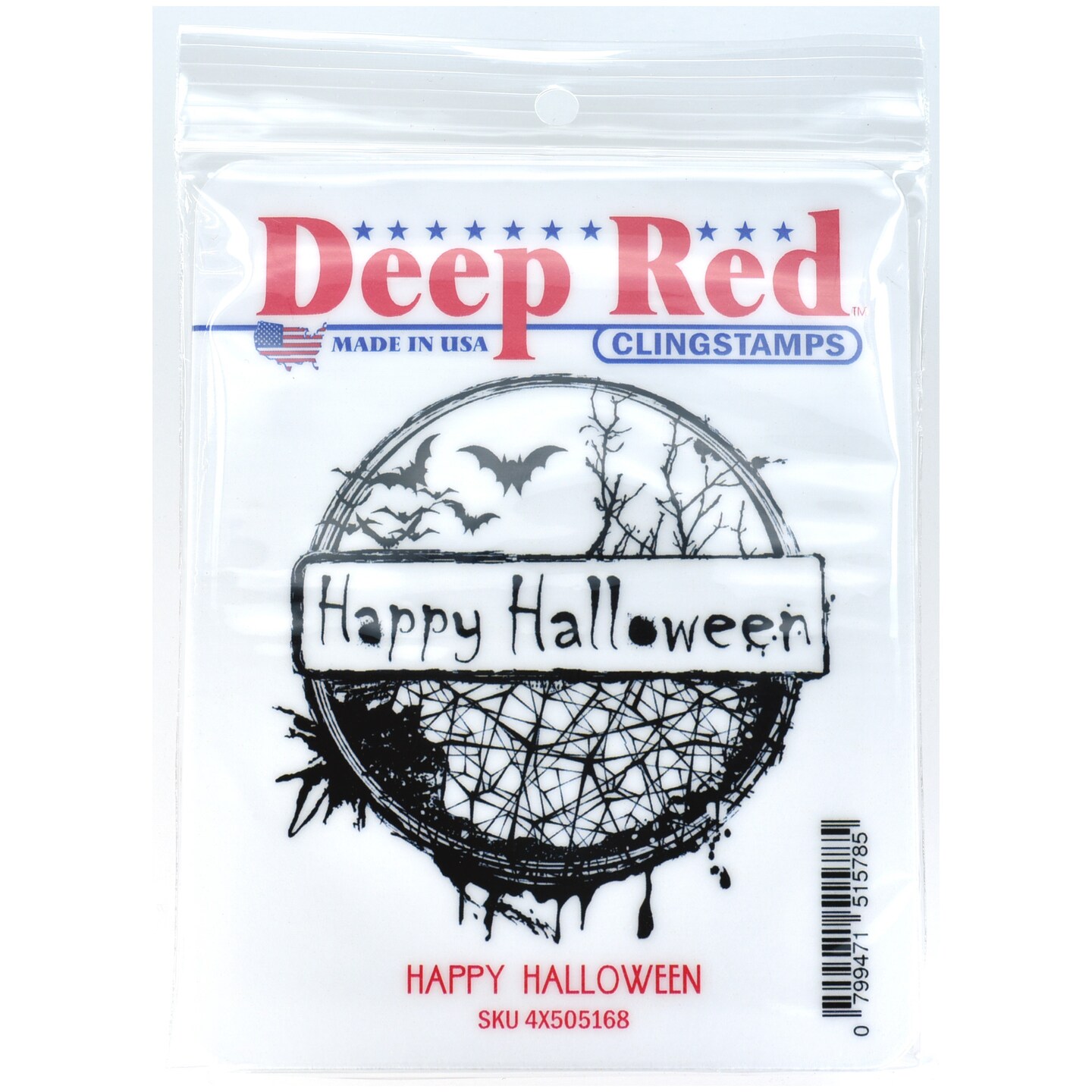 Deep Red Stamps Happy Halloween Rubber Cling Stamp 3 x 3.2 inches