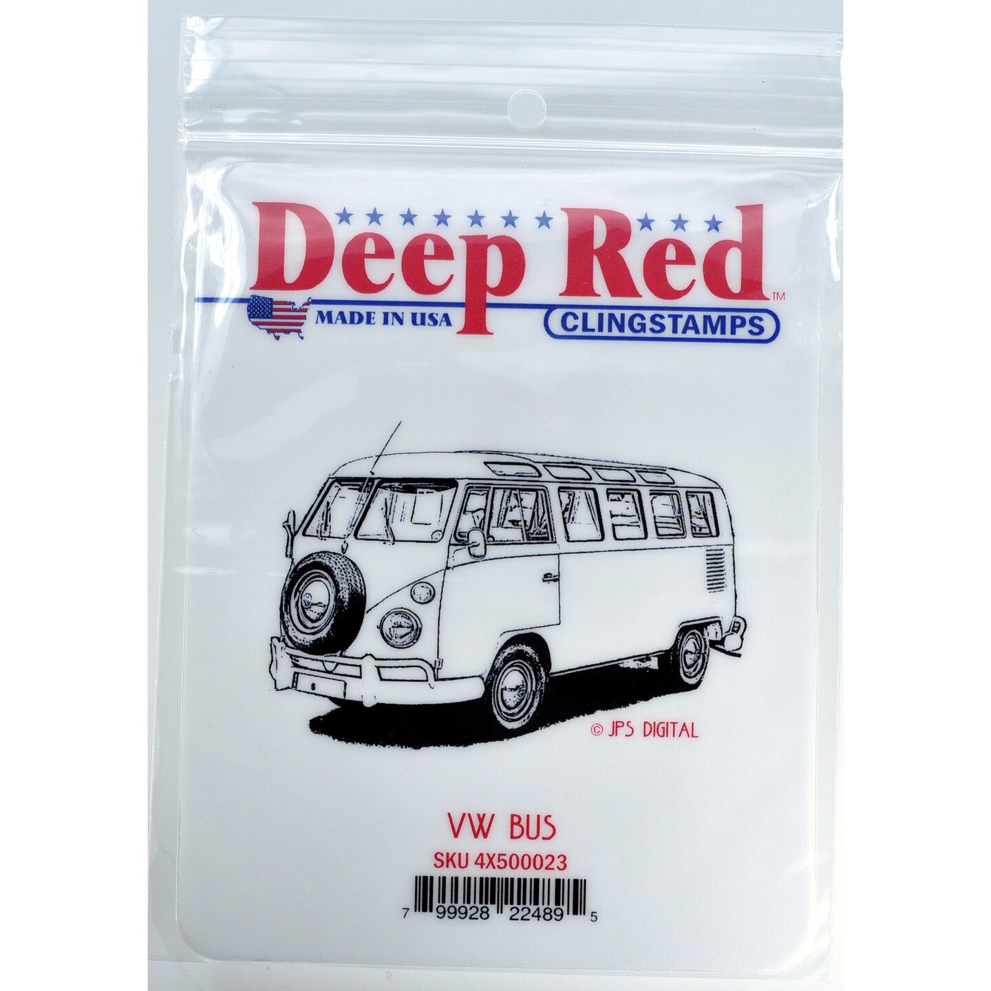 Deep Red Stamps VW Bus Rubber Cling Stamp 3 x 2.1 inches