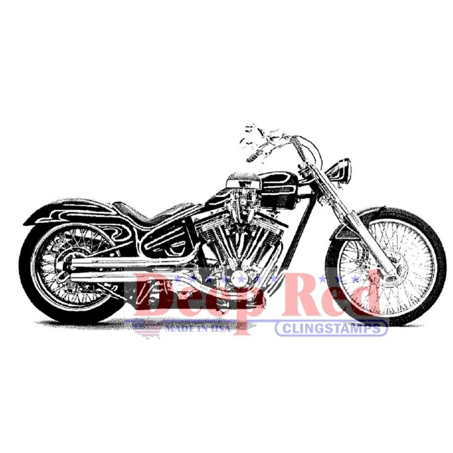 Deep Red Stamps Motorcycle Rubber Cling Stamp 2.7 x 1.3 inches