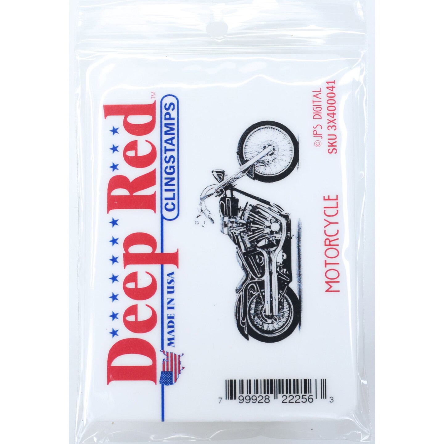Deep Red Stamps Motorcycle Rubber Cling Stamp 2.7 x 1.3 inches