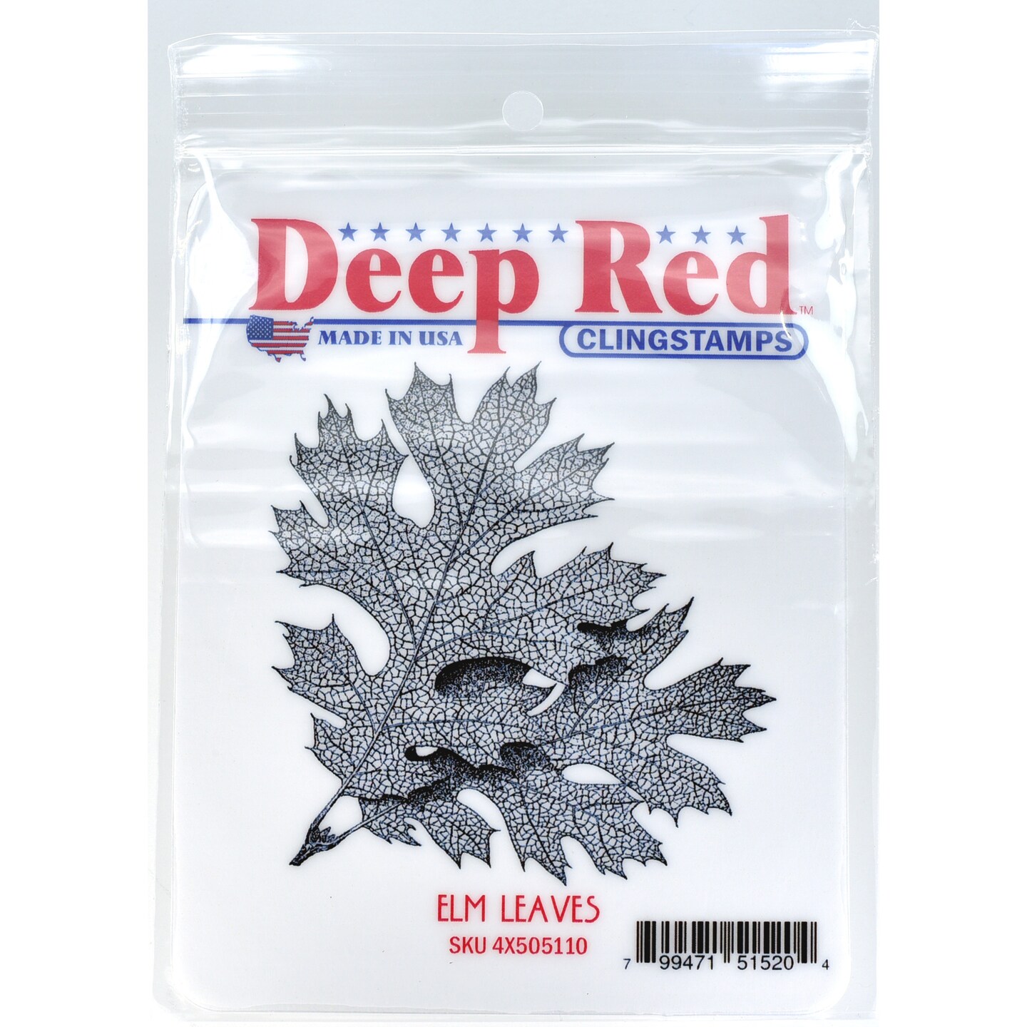Deep Red Stamps Elm Leaves Rubber Cling Stamp 3 x 3.1 inches