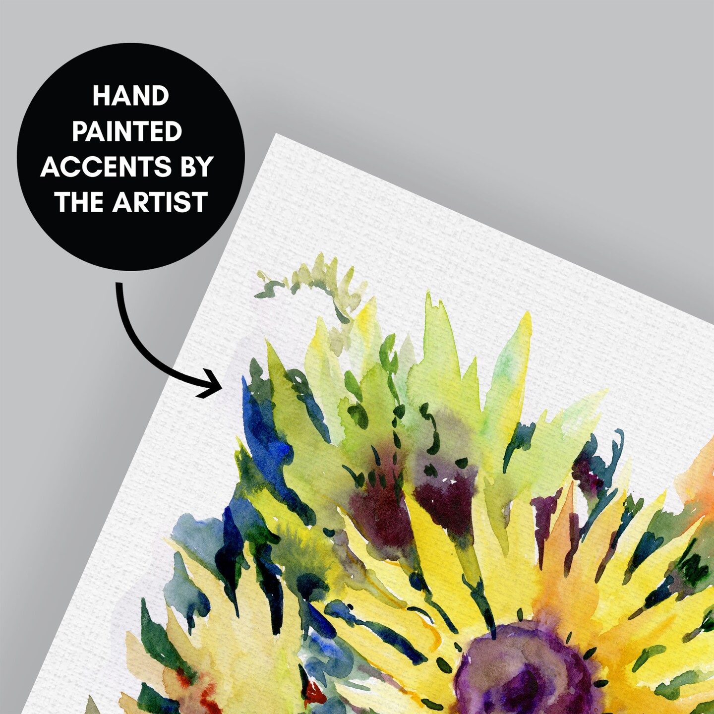Sunflowers Hand Embellished Art by Suren Nersisyan - Framed Print