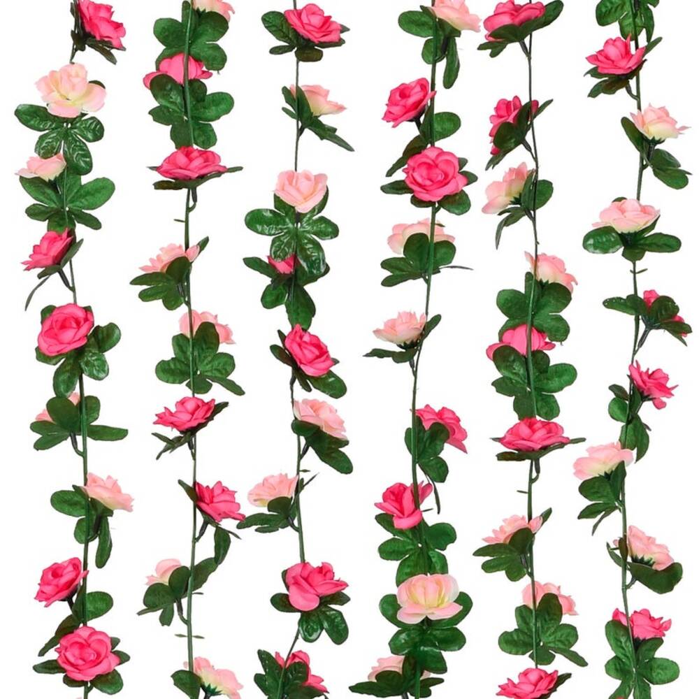 5pack Artificial Rose Rattan Garland Fake Rose Vine Flowers Hanging Rose Ivy