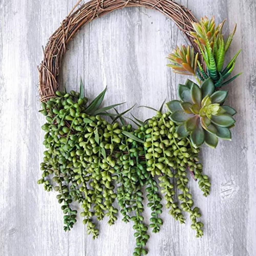 2x Artificial Hanging Succulent Plants String Of Pearls With Planter