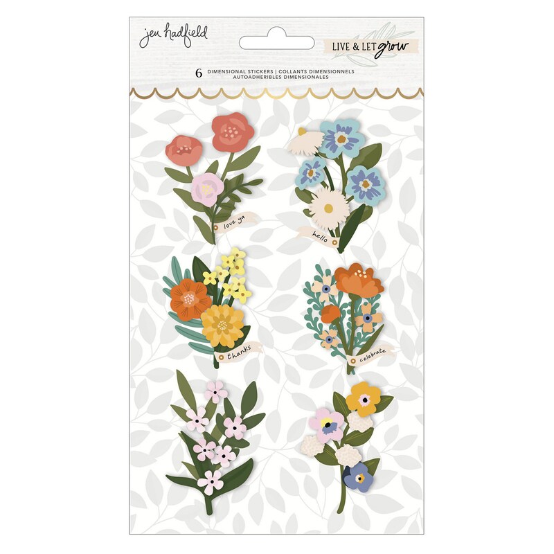 Live and Let Grow Layered Floral Stickers - Jen Hadfield