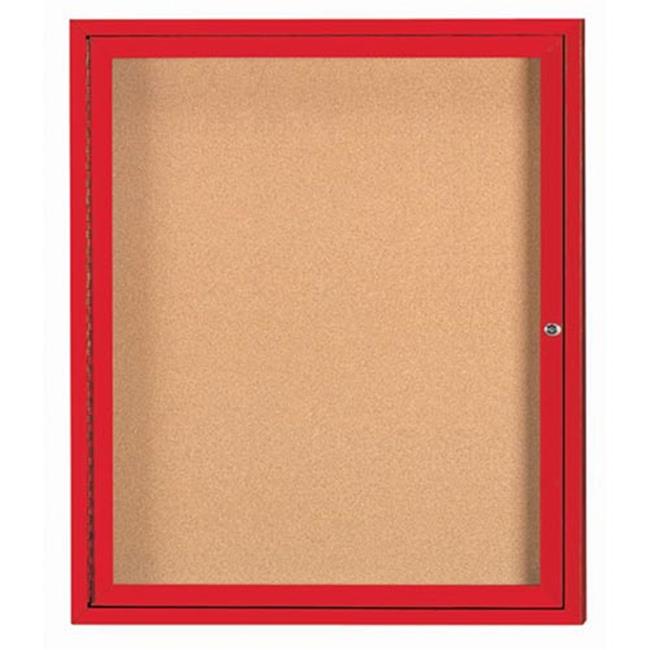 Aarco Products DCC3630RR 1Door Enclosed Bulletin Board Red Office