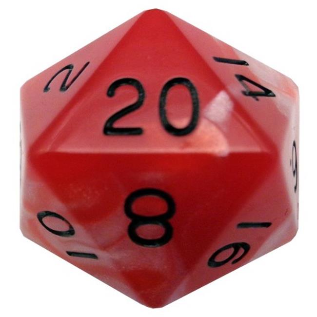 Metallic Dice Games LIC11020 35 mm D20 Single Mega Dice, Red & White