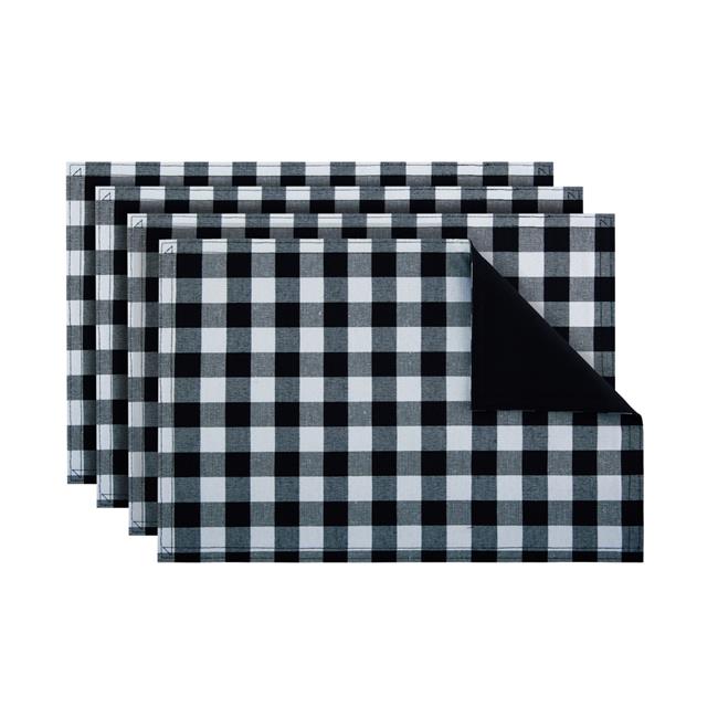 Achim BCPLMTBW36 12 x 18 in. Buffalo Check Placemats, Black Table