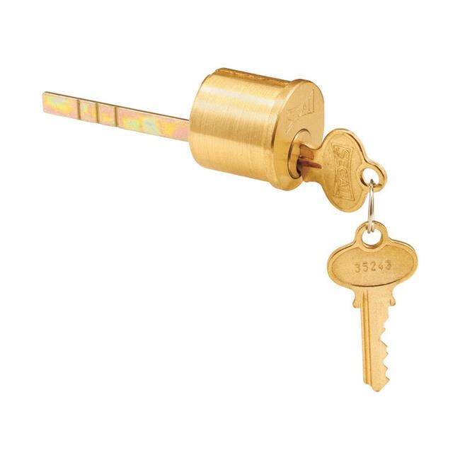 Primeline 5001294 Brushed Brass Solid Brass Key Lock Cylinder, Keyed