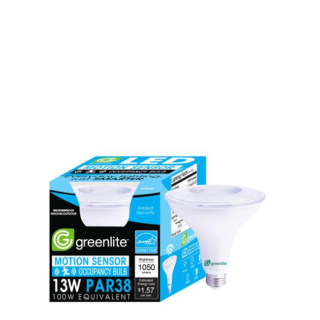 Greenlite 3002090 100 watt Equivalence Motion Sensor PAR38 E26 Medium LED Floodlight Bulb