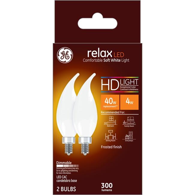 GE 3003303 Relax CAC E12 Candelabra LED Bulb with 40 watt Equivalence