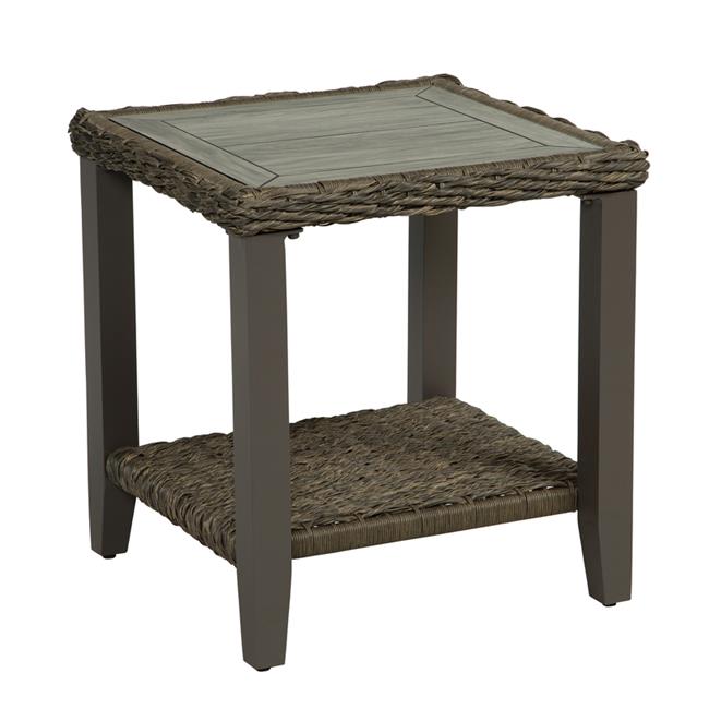 Living Accents 8048205 Rochdale Square Stone Side Table, Brown Accent