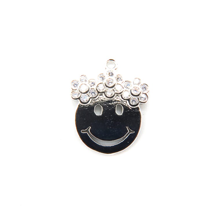 Smiley Face With Flower Crown Charms (K699) (2x)