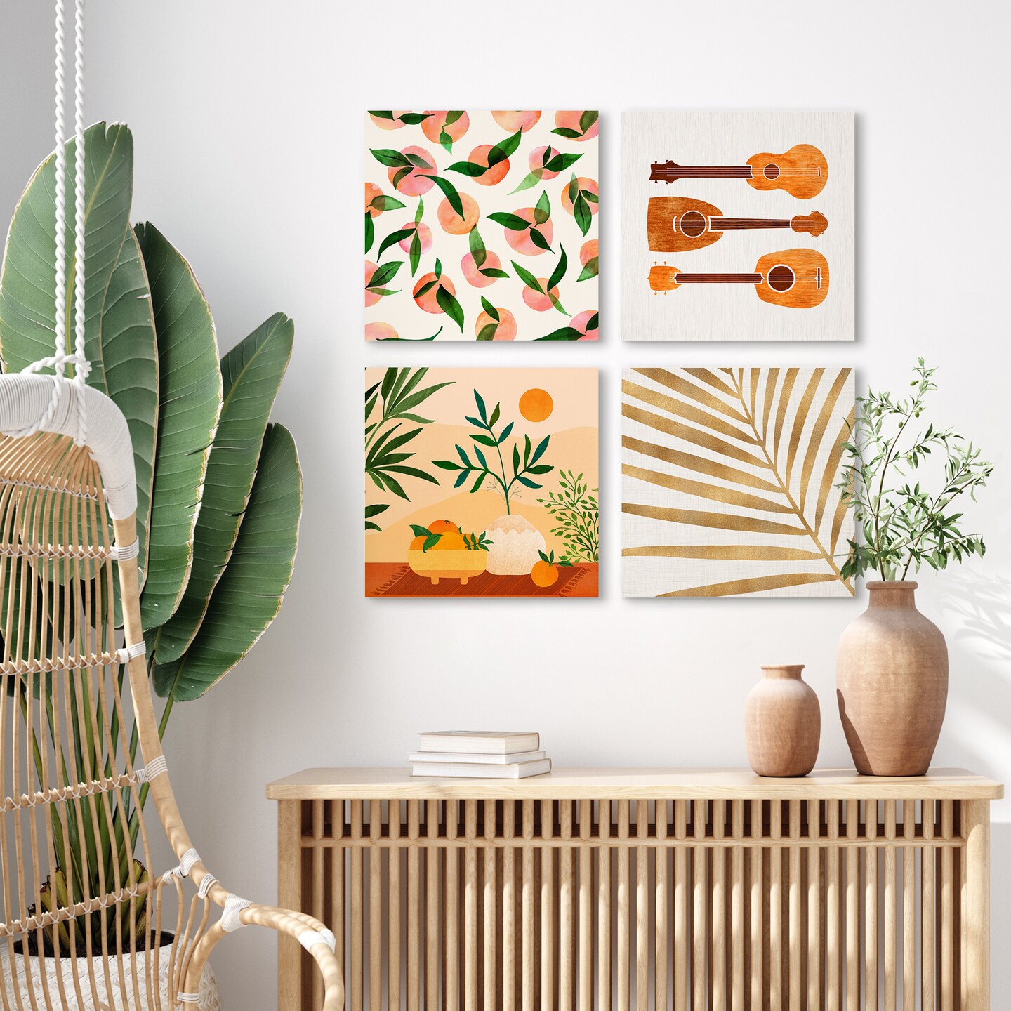 Golden Tropics By Modern Tropical - 4 Piece Canvas Set