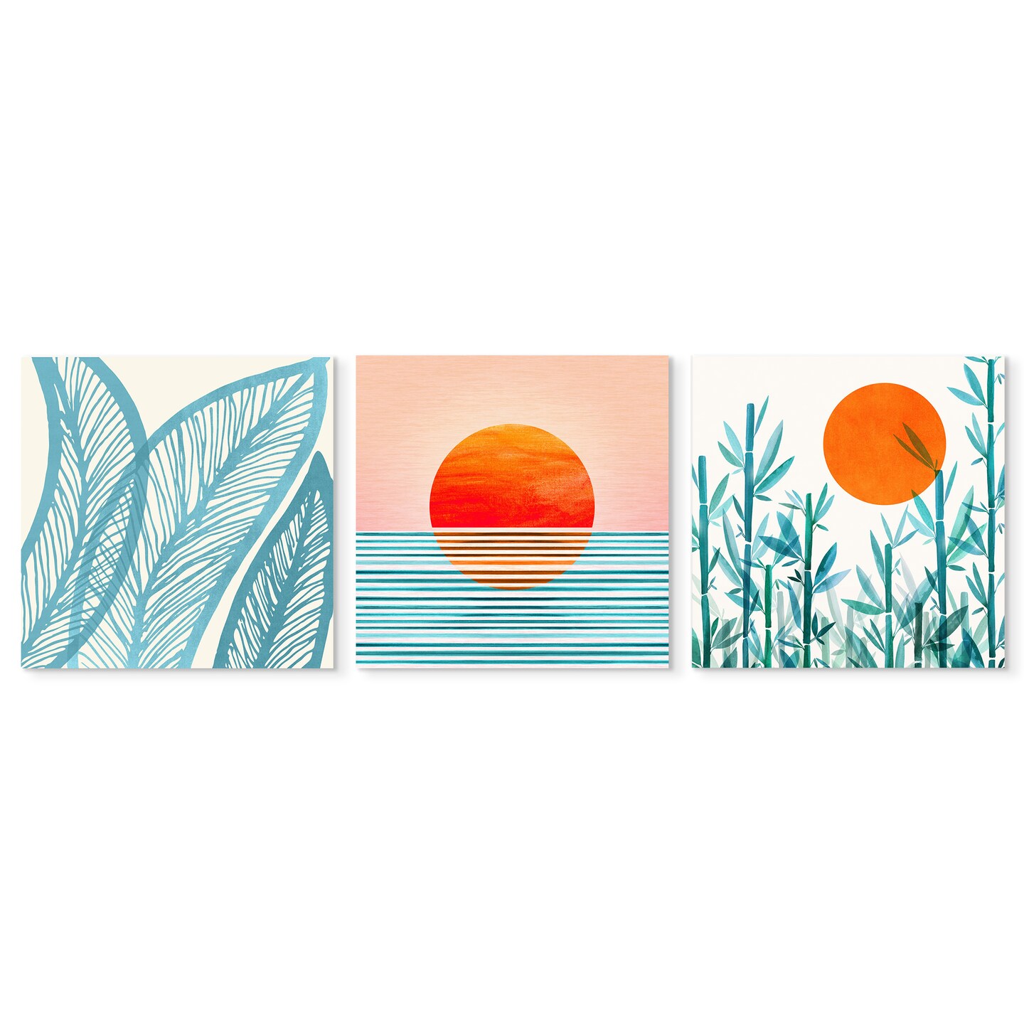 Zen Garden Sunset By Modern Tropical - 3 Piece Canvas Set