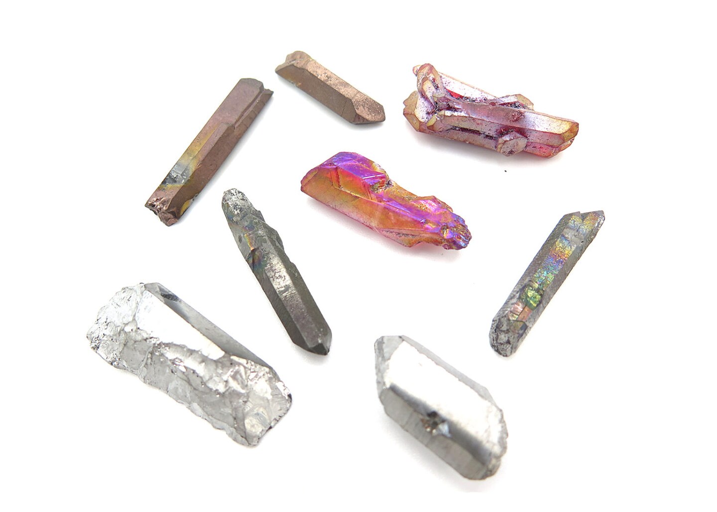 Metallic Goth ~ Mix of Electroplated Quartz Beads (NS641) (8x)