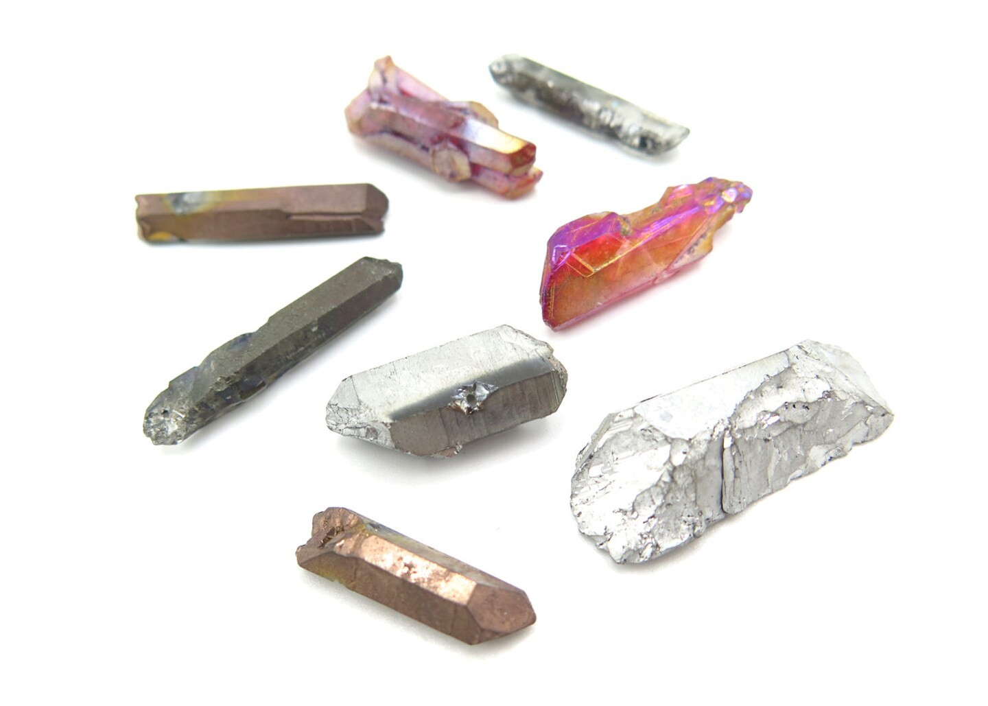 Metallic Goth ~ Mix of Electroplated Quartz Beads (NS641) (8x)