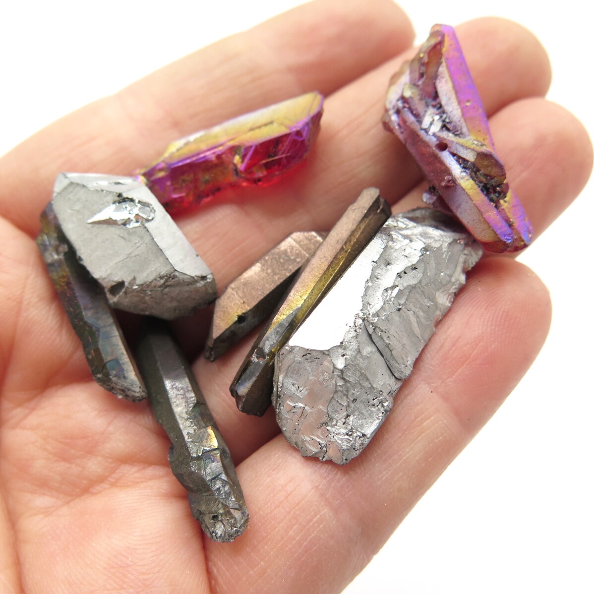 Metallic Goth ~ Mix of Electroplated Quartz Beads (NS641) (8x)