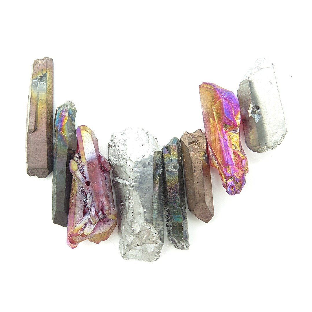 Metallic Goth ~ Mix of Electroplated Quartz Beads (NS641) (8x)