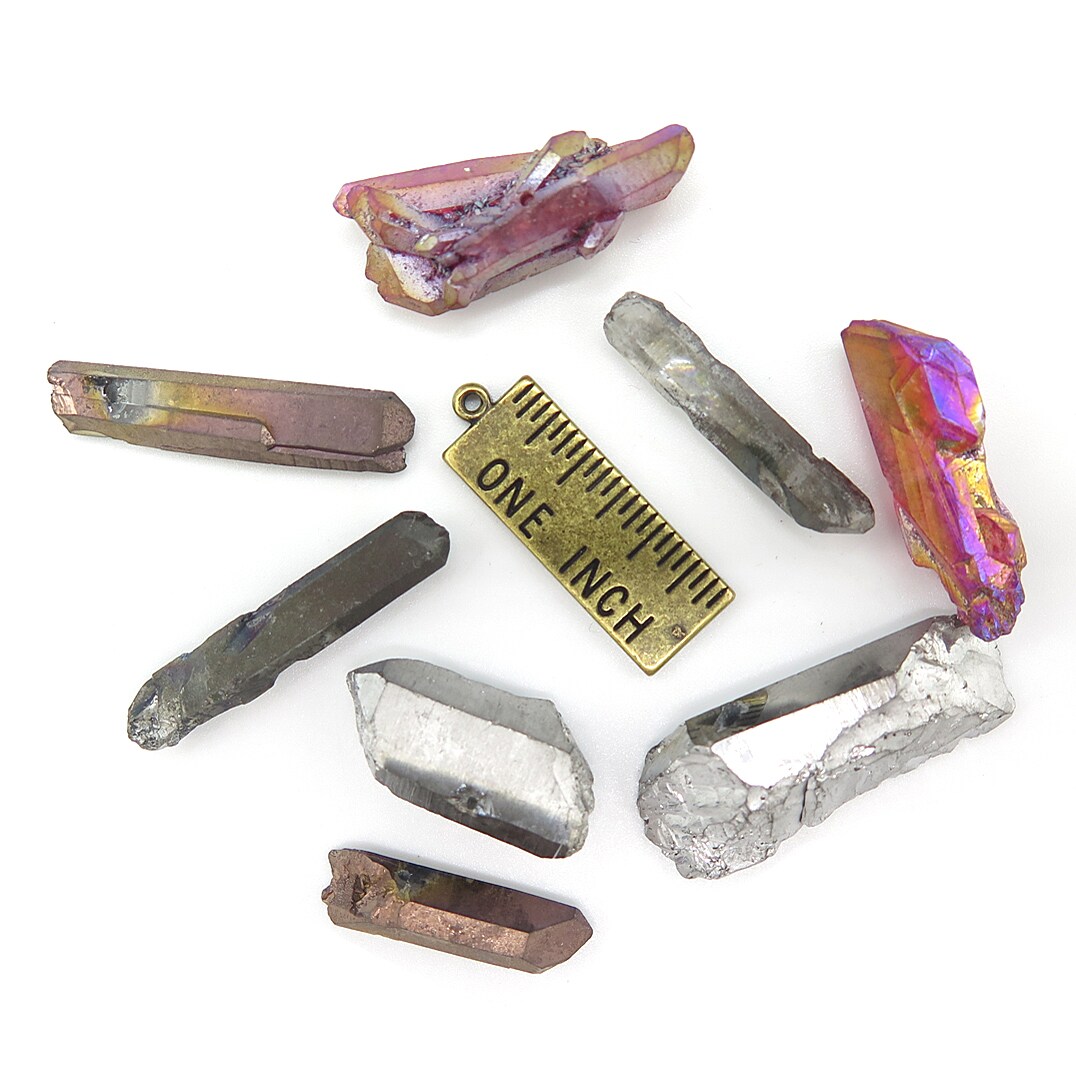 Metallic Goth ~ Mix of Electroplated Quartz Beads (NS641) (8x)