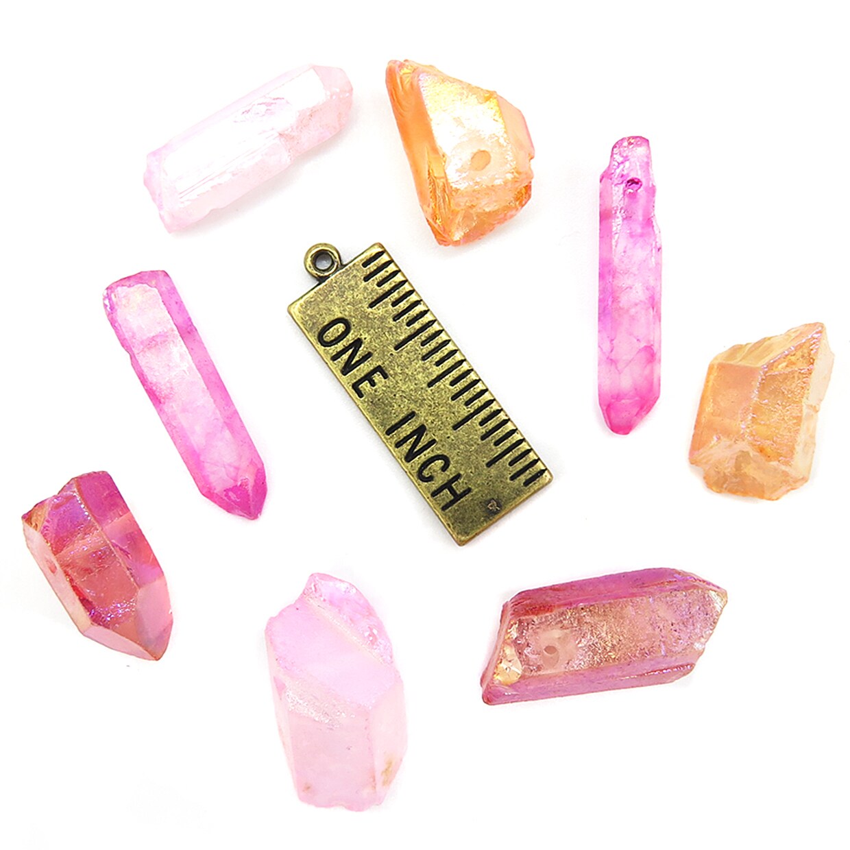 Pretty in Pink ~ Mix of Electroplated Quartz Beads (NS640) (8x)