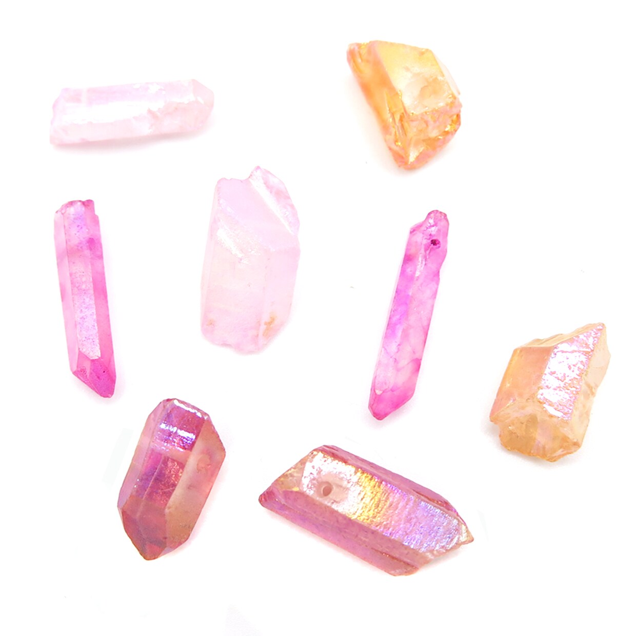 Pretty in Pink ~ Mix of Electroplated Quartz Beads (NS640) (8x)