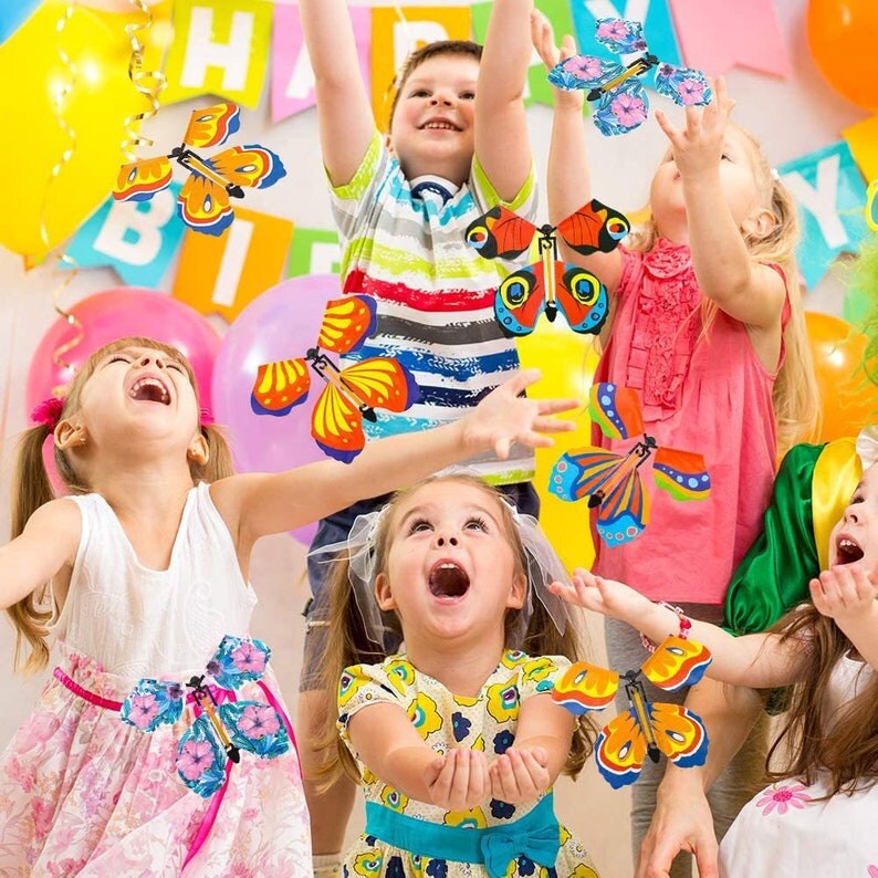 10pcs Magic Flying Butterfly Wind Up Butterfly Surprise Gift for Explosion Box Envelope Wedding Birthday Party Fairy Greeting Card