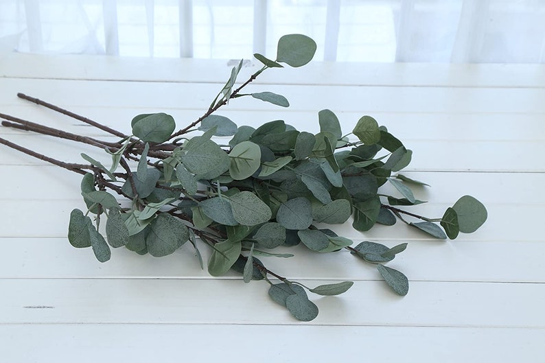 3pcs Eucalyptus Leaves Stems Artificial Greenery Faux Eucalyptus Plant